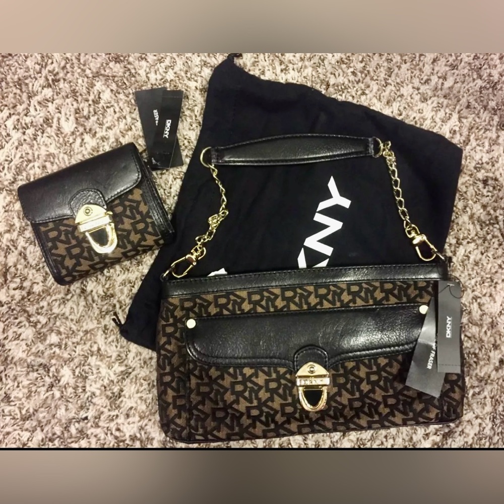 Authentic DKNY  Shoulder Bag With Matching Wallet